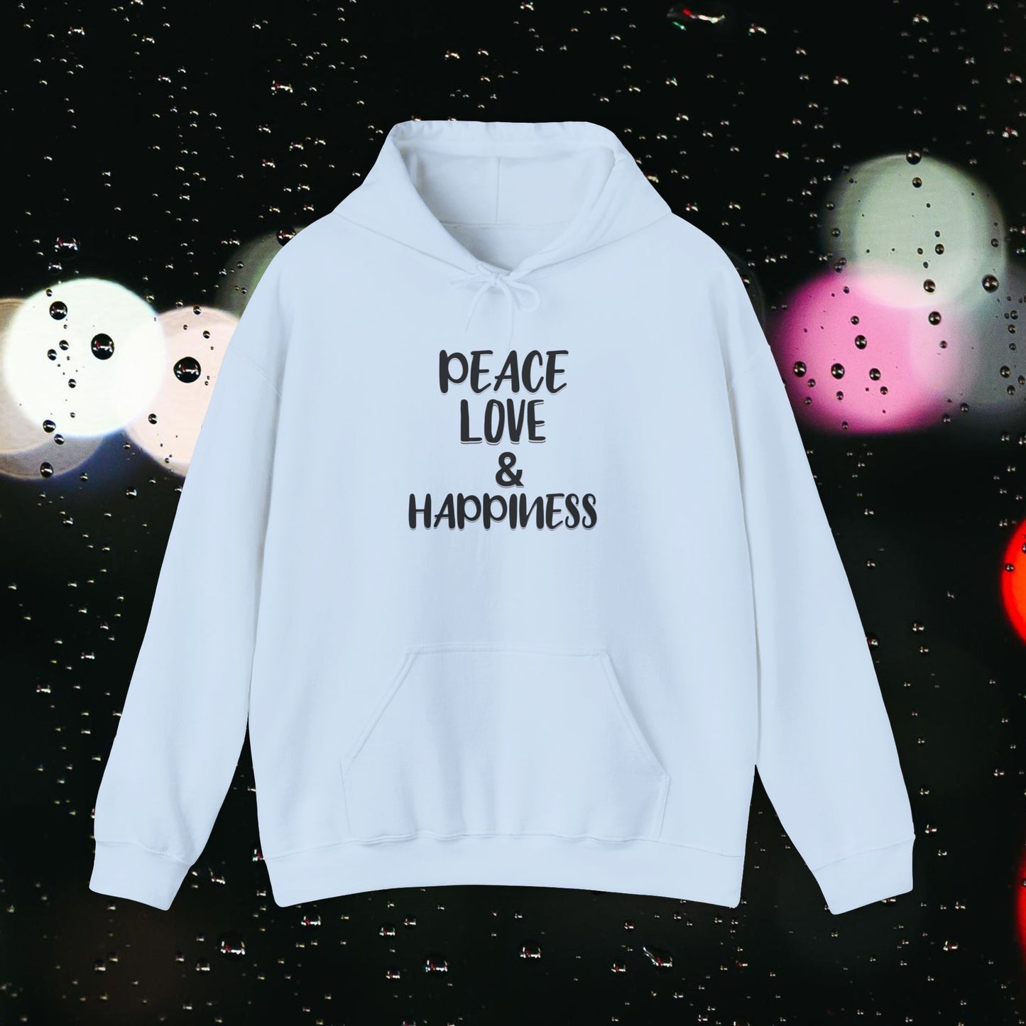 PEACE LOVE & HAPPINESS Unisex Heavy Blend™ Hooded Sweatshirt